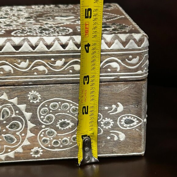 NWT Vintage Large Wooden Hand Carved Ornate Indian Keepsake Box - Picture 6 of 12